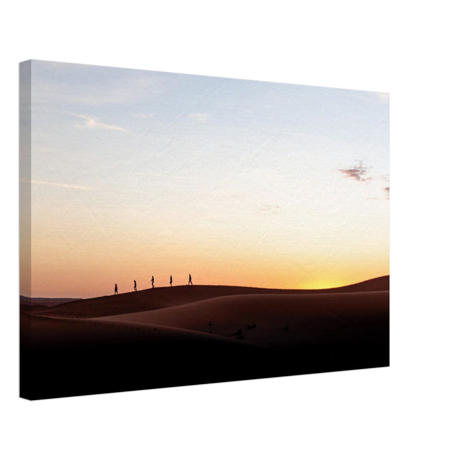 Minimalist photo of sunset over rolling desert terrain.