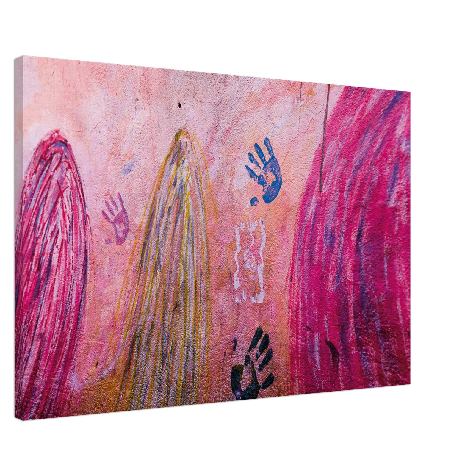 Artistic impression of hands and flowing lines on plaster.