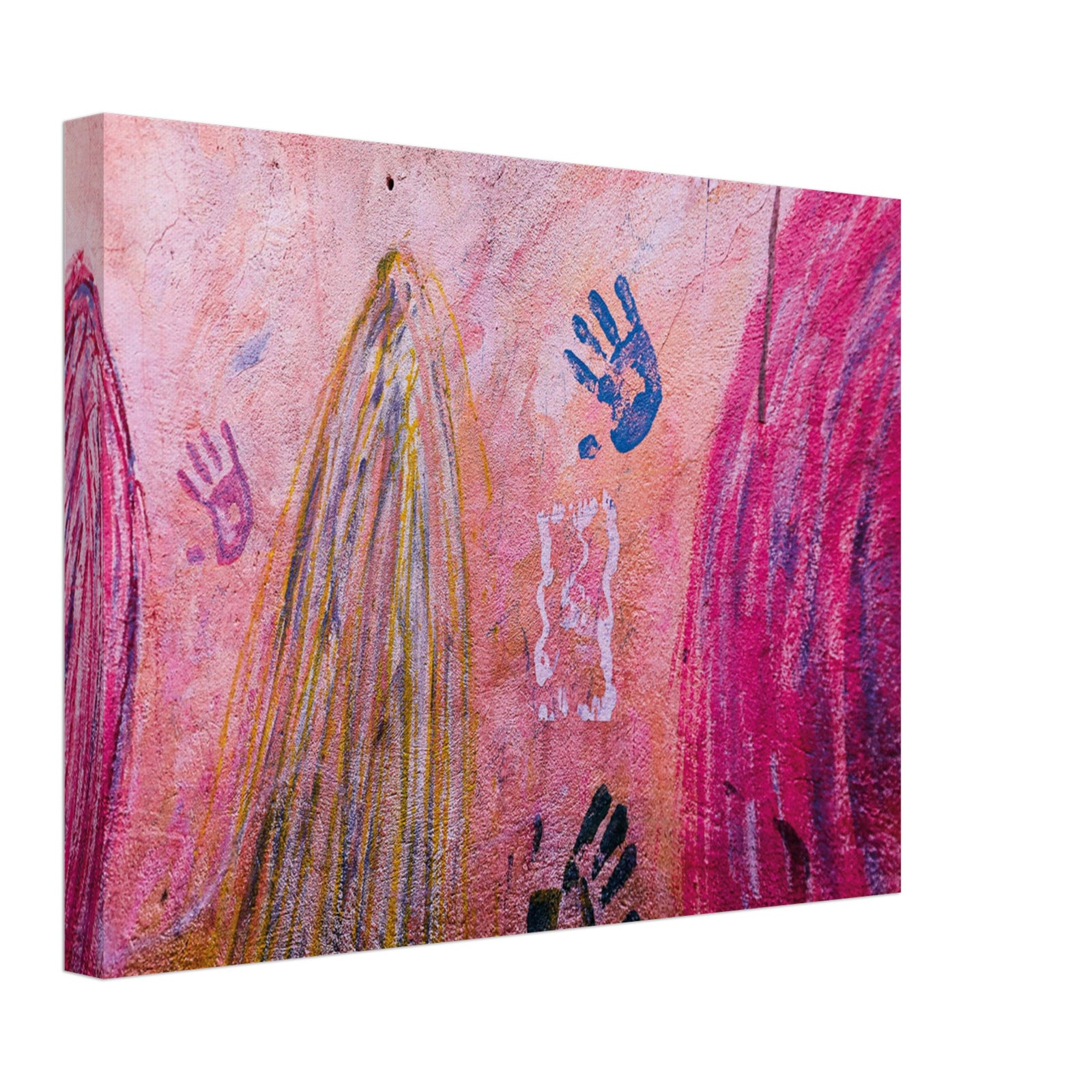 Urban artwork blending abstract lines and hand shapes.