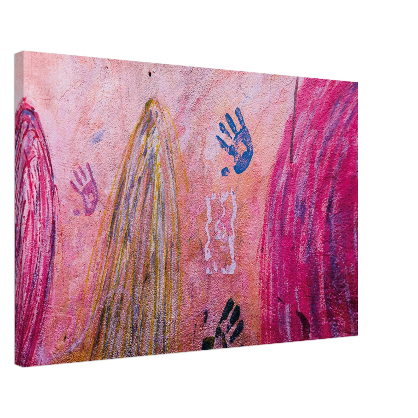 Abstract expressionism on a cracked urban wall.