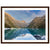 Framed nature scene of lake and peaks, with blue dot marking slope.