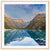 Portrait of mountain wilderness with water reflections and dot.

