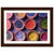 Aerial view of rich, pigmented powders in pottery bowls.


