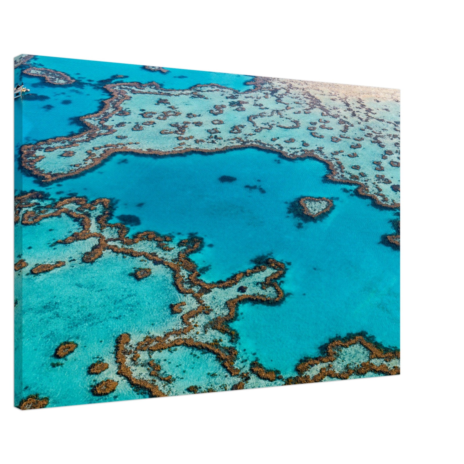 Bright blue sea highlighting iconic Heart Reef structure.

