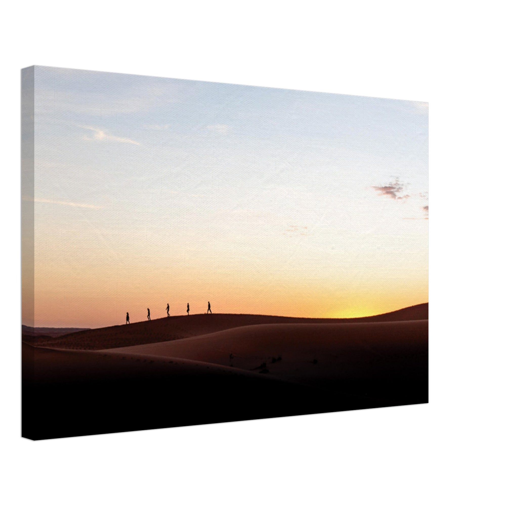 Minimalist photo of sunset over rolling desert terrain.

