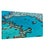 Aerial shot of shallow reef patterns in the ocean.

