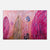 Abstract mural with colorful handprints on a textured wall.


