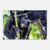A young gorilla grinning joyfully while clinging to a tree branch.

