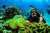 girl underwater plants