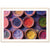 Framed image of powdered substances arranged in clay containers.

