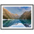 Wall art showing mirrored lake and ridge marked with a dot.

