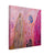 Creative mural with pink and red strokes and blue hands.

